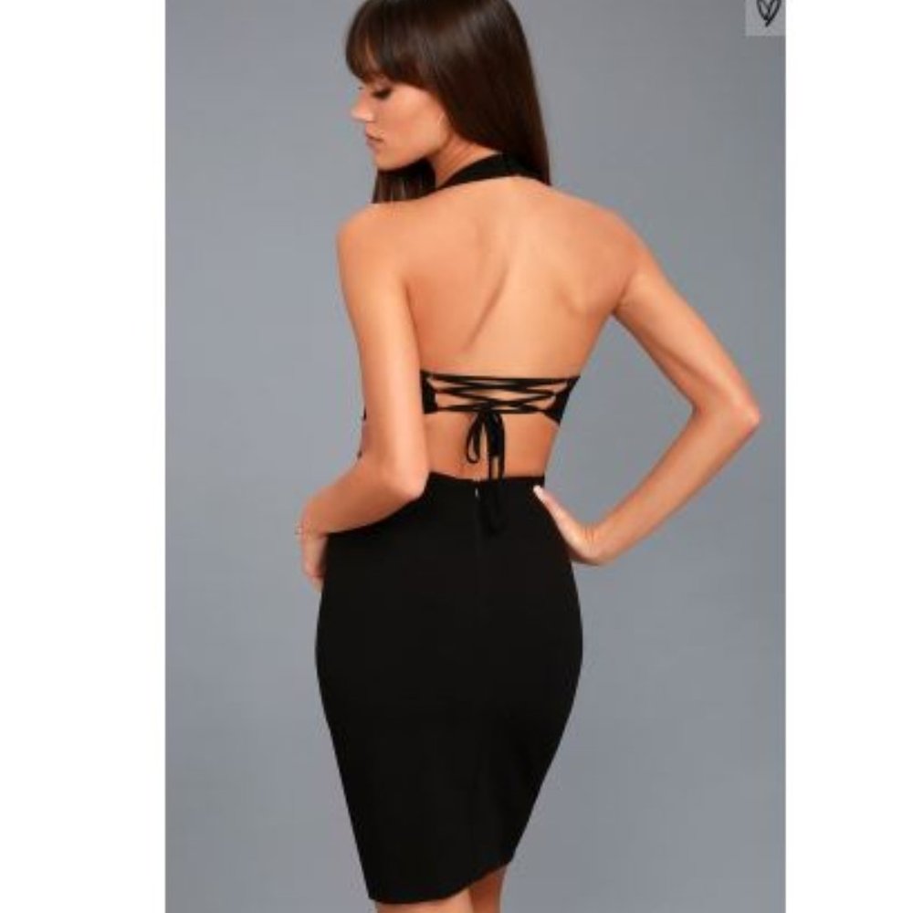 Black Bodycon Halter Dress